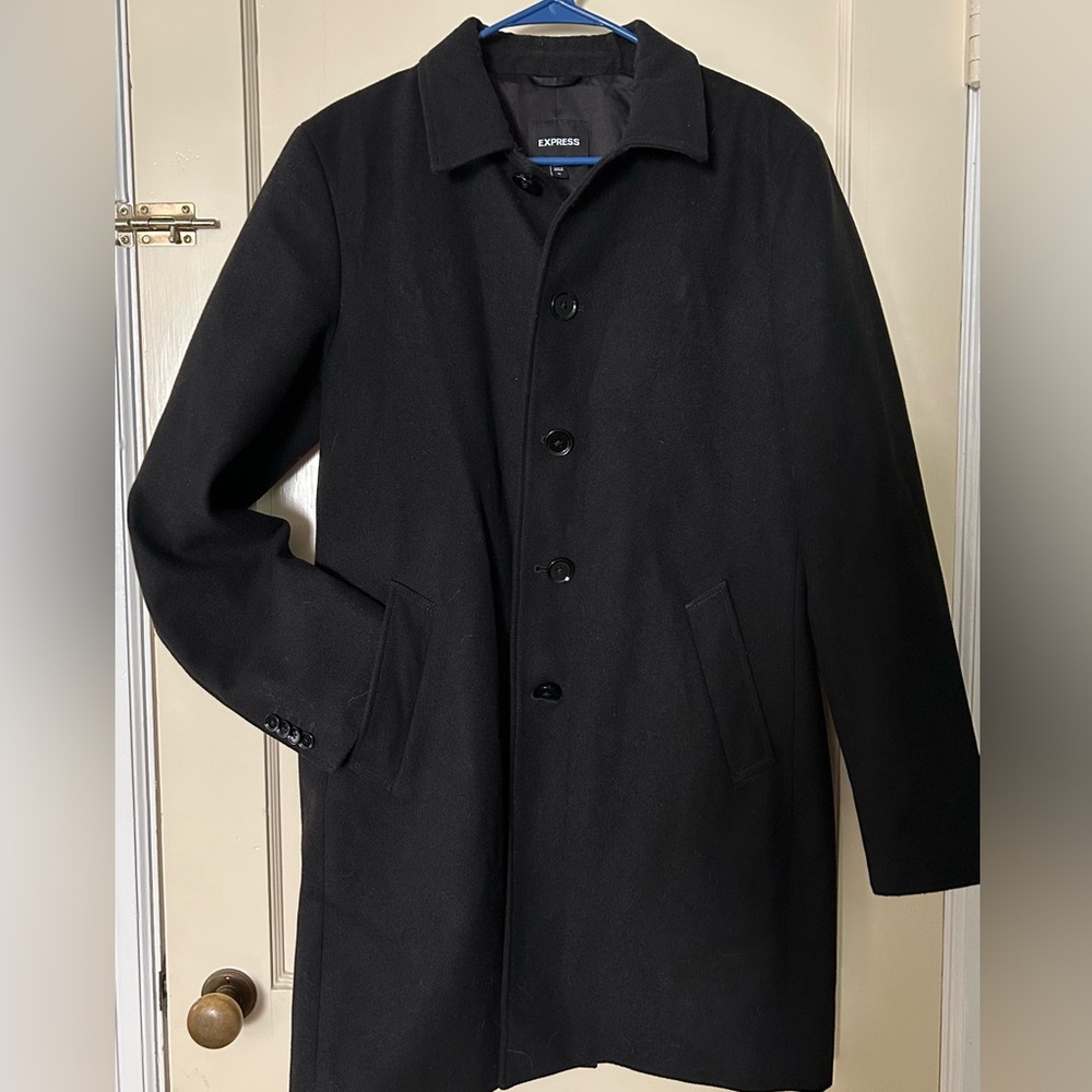 Express Black Wool-Blend Coat